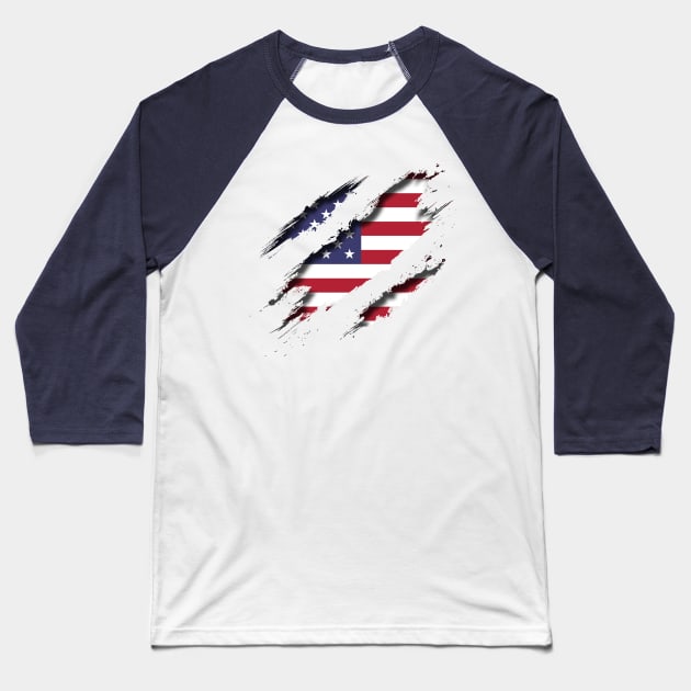 United States of America Shredding Baseball T-Shirt by blackcheetah